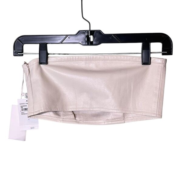 Good American Faux Leather Bandeau Top Womens Small (1) Bone Strapless GLBT070 - Picture 3 of 10